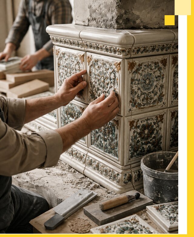 Изразцовые камины под ключ в Геленджике: проект и монтаж