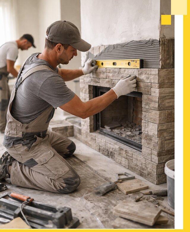 Облицовка каминов в Геленджике, монтаж и отделка натуральным камнем