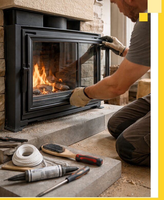 Производство, монтаж и доставка каминов со стеклом в Геленджике