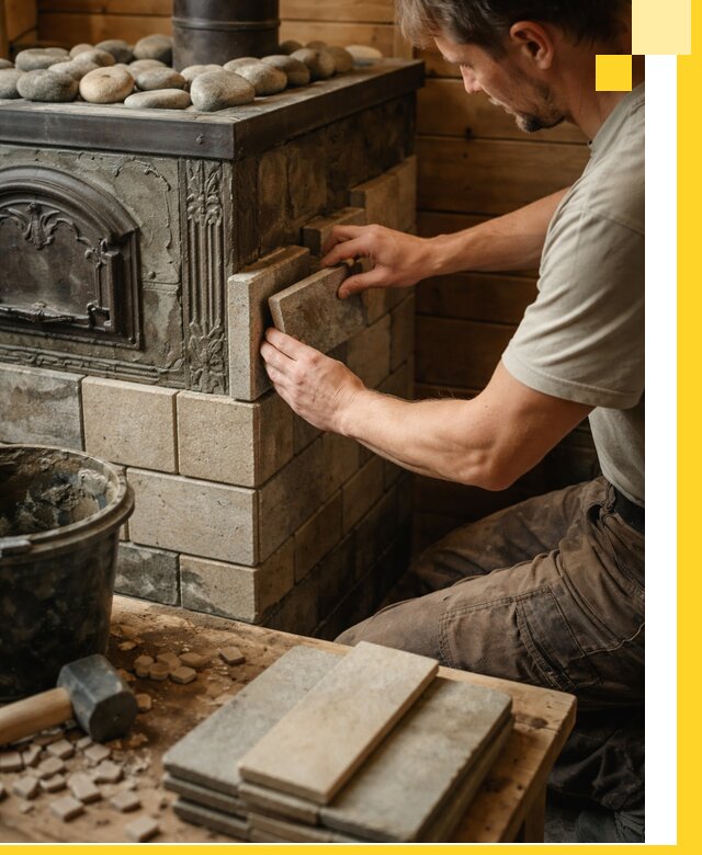 Облицовка банных печей в Геленджике профессиональная отделка