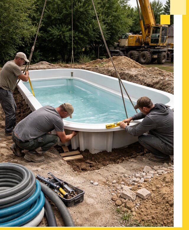 Установка и монтаж композитных бассейнов под ключ в Геленджике