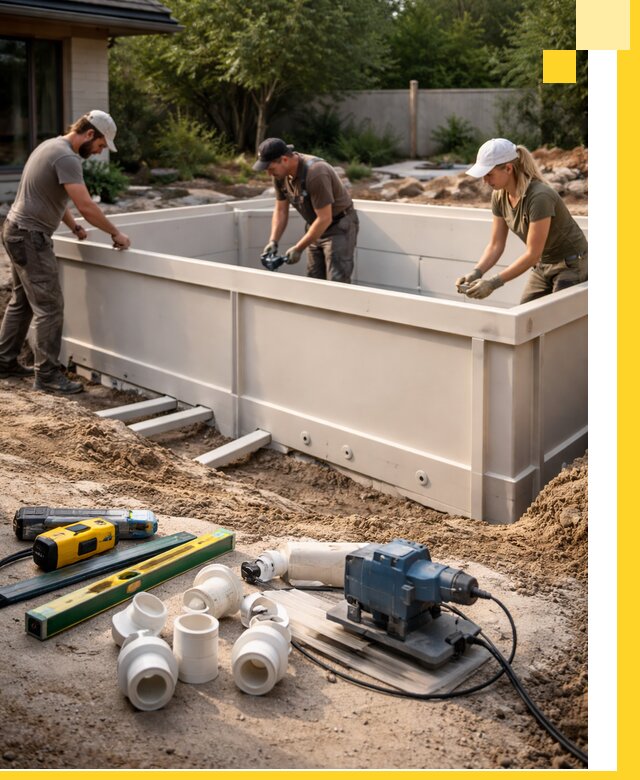 Установка полипропиленовых бассейнов под ключ в Геленджике