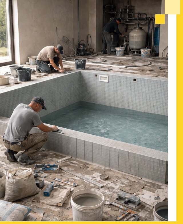 Строительство и монтаж бассейнов в помещении в Геленджике