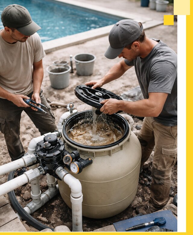 Установка и обслуживание песочных фильтров для бассейнов в Геленджике