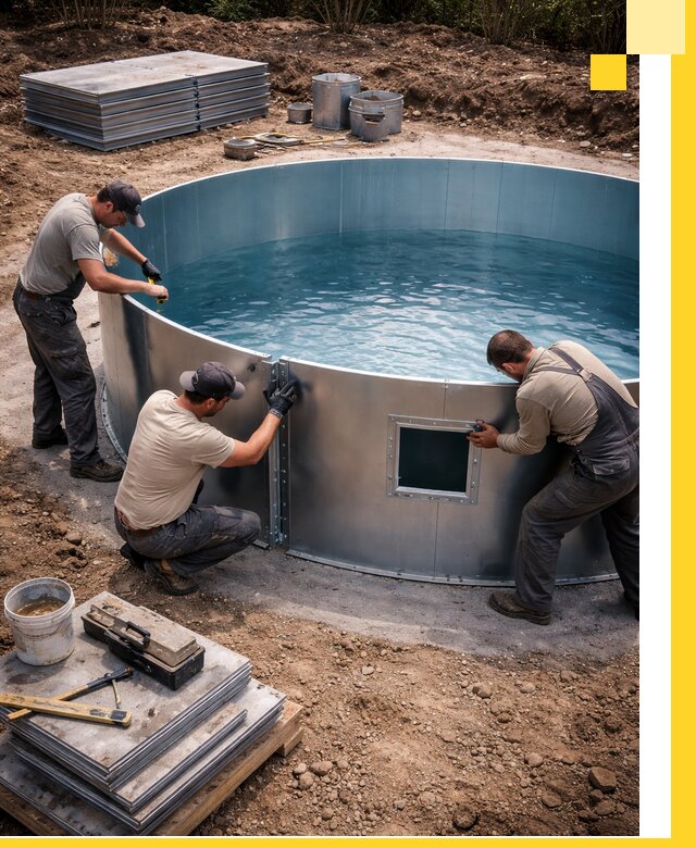 Круглые бассейны под ключ в Геленджике проектирование и монтаж