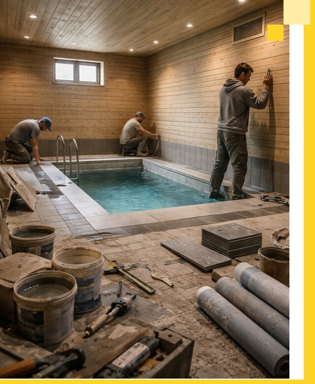 Строительство бани с бассейном и сауной под ключ в Геленджике