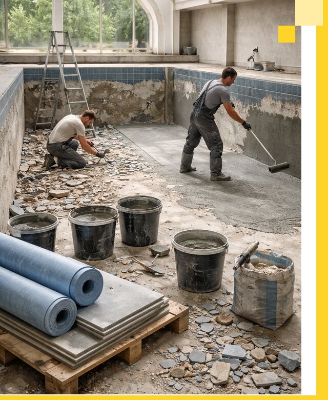 Реконструкция бассейнов в Геленджике: ремонт, гидроизоляция