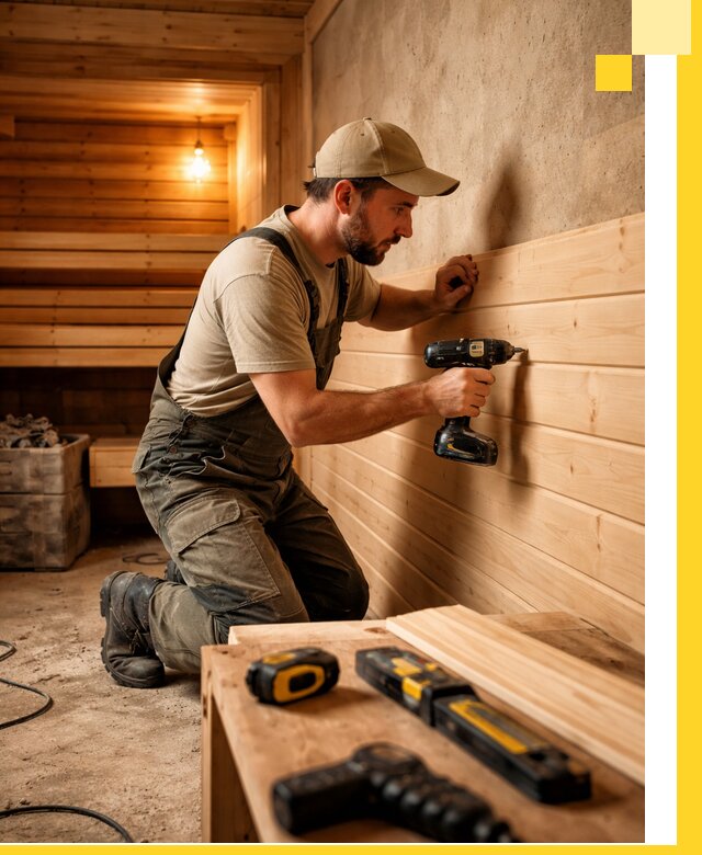 Профессиональная внутренняя отделка бани в Геленджике под ключ