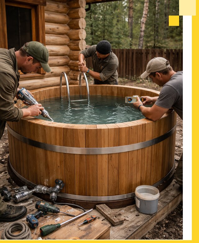 Строительство бань с купелью под ключ и отделкой в Геленджике