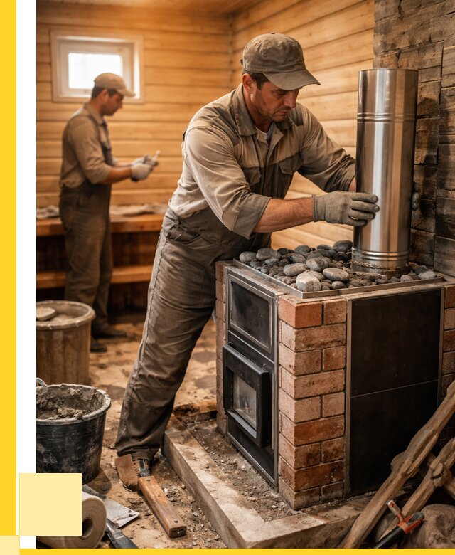 Монтаж печи в бане под ключ в Геленджике от 20788 р. | ЭриданГлн