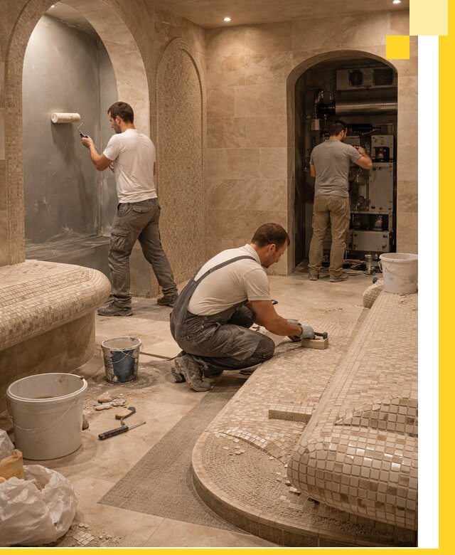 Строительство бани с хамамом и бассейном под ключ в Геленджике