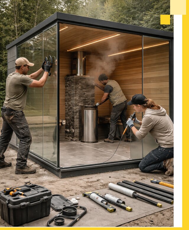 Проектирование и строительство стеклянных бань в Геленджике