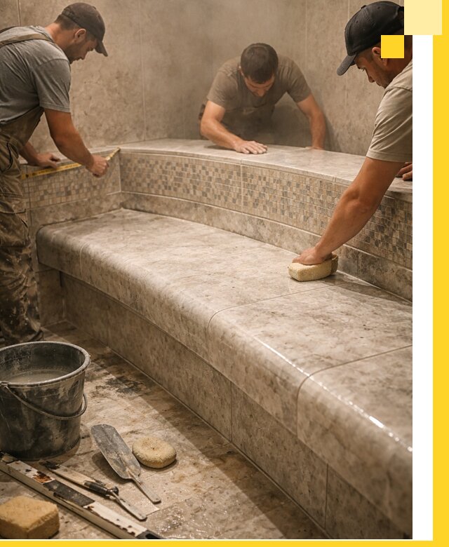 Изготовление и установка сидений для хамама в Геленджике