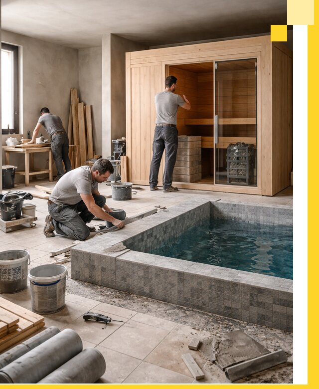 SPA зоны под ключ с бассейном сауной и печью в Геленджике